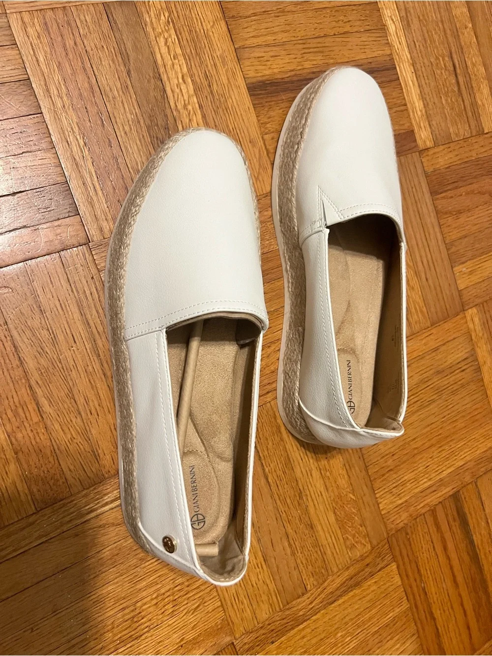 Giani Bernini ‘Archer’ White Espadrille Slip-On Platform Loafers Size 10.5